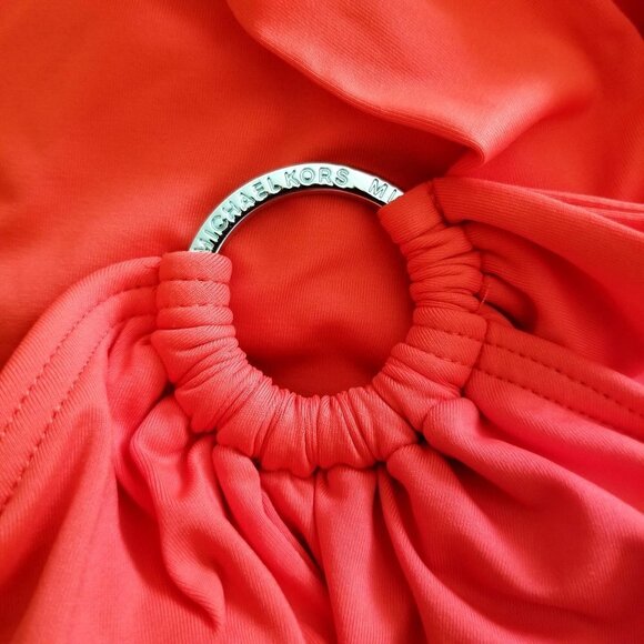 NWT Michael Kors POPPY Red Halter Blouson O-Ring One-Piece Swimsuit Sz. 6 - Picture 5 of 11